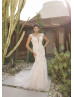 Cap Sleeves Ivory Lace Tulle Sexy Glitter Wedding Dress